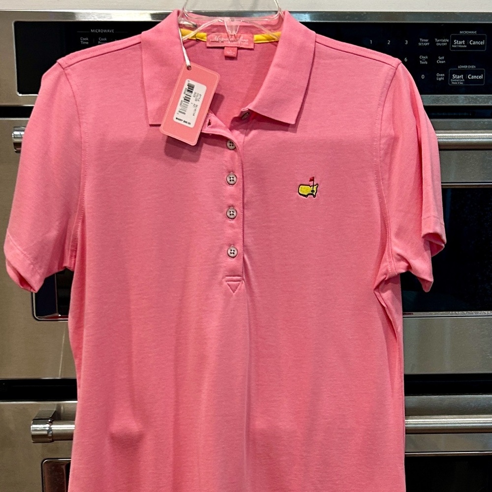 Masters Pink Button Down Polo Shirt